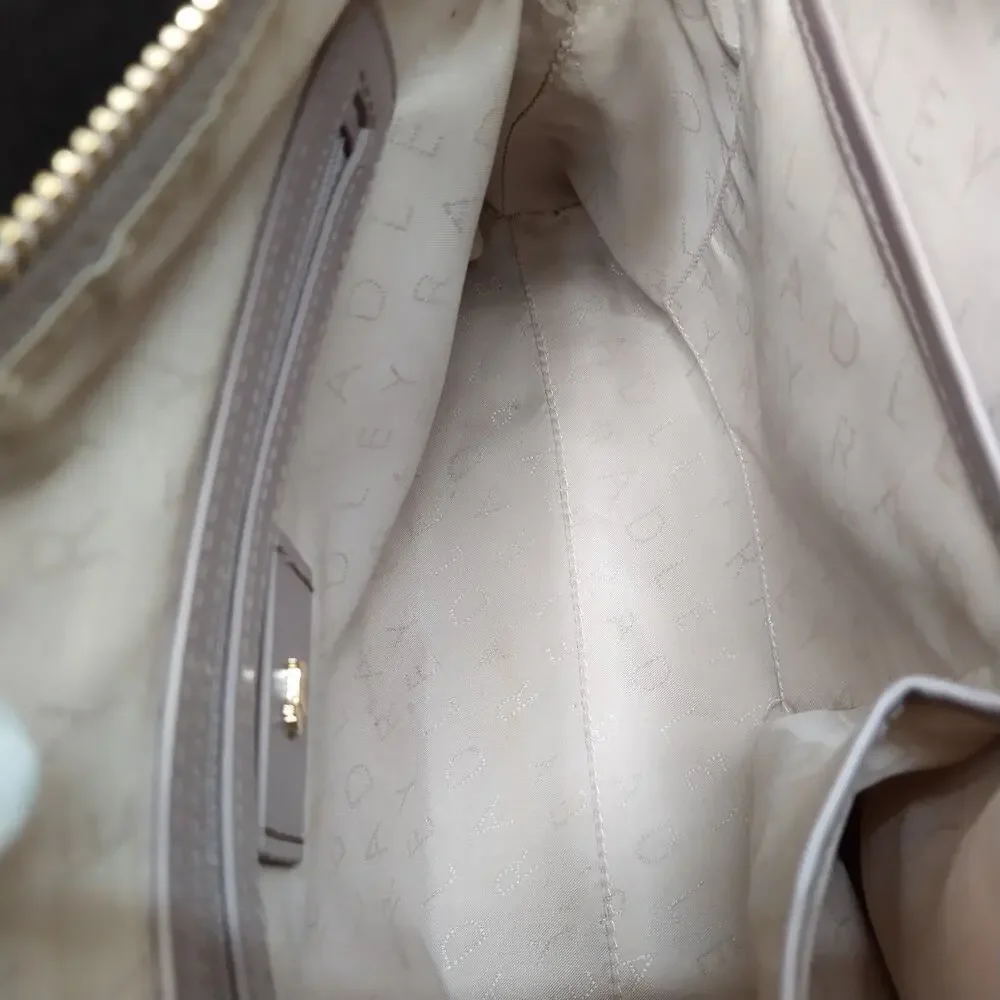 Radley London Gray Leather Double Handles Zipper Closure Satchel Bag